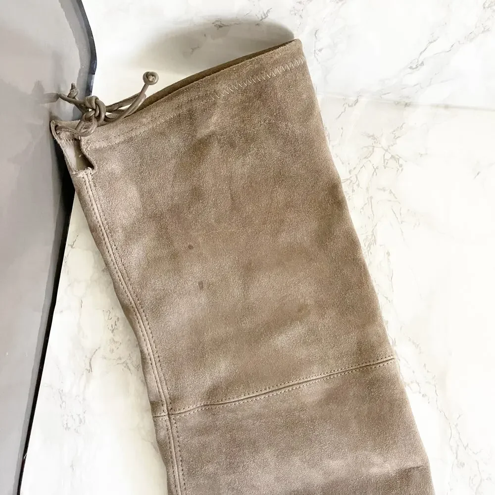 STUART WEITZMAN Highland Suede Over The Knee Boot Light Gray 8